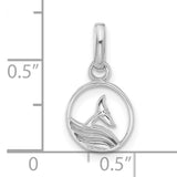 Sterling Silver Whale Tail Pendant with Cutout Wave Design, Nautical Ocean Theme