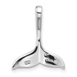 Polished Whale Tail Chain Side Charm Pendant in Real 925 Sterling Silver