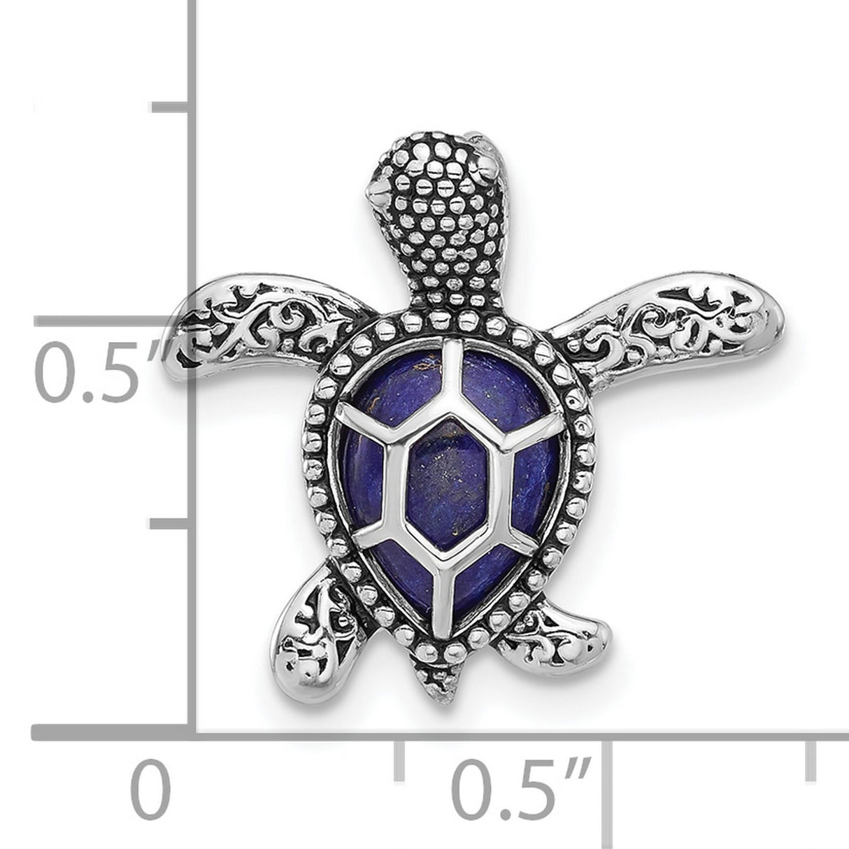 Sterling Silver Sea Turtle Pendant with Lapis Shell, Filigree Design, Ocean-Inspired Jewelry