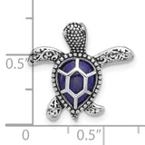 Sterling Silver Sea Turtle Pendant with Lapis Shell, Filigree Design, Ocean-Inspired Jewelry