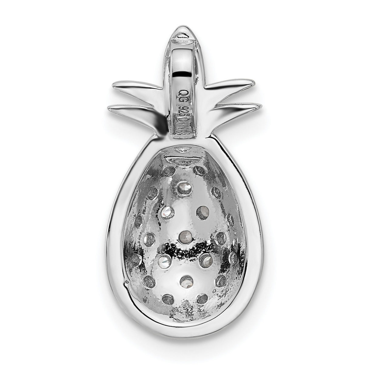 Sterling Silver Pineapple Pendant with Cubic Zirconia Accents, Tropical Fruit Design