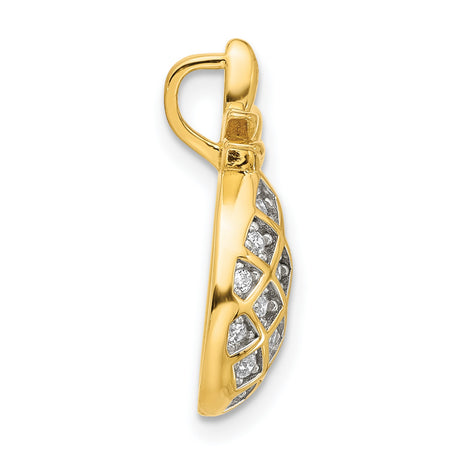 Sterling Silver Pineapple Pendant with Cubic Zirconia, Yellow Gold Plated, Tropical Design