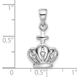Sterling Silver Crown Cross Pendant, Openwork Religious Symbol of Faith and Authority, Unisex
