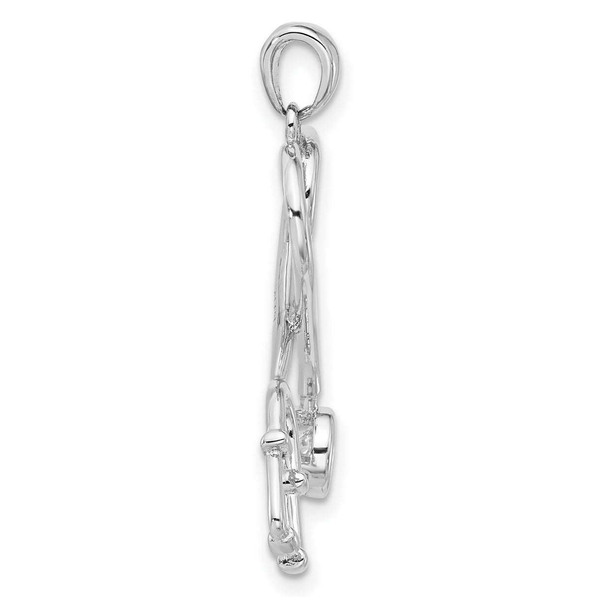 Sterling Silver Heart Stethoscope Pendant with Cubic Zirconia Accent, Medical Theme Jewelry