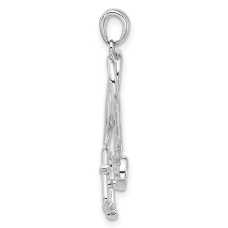 Sterling Silver Heart Stethoscope Pendant with Cubic Zirconia Accent, Medical Theme Jewelry