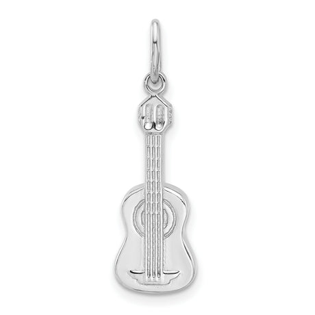 Sterling Silver Guitar Pendant, Detailed Acoustic Instrument Charm for Music Lovers