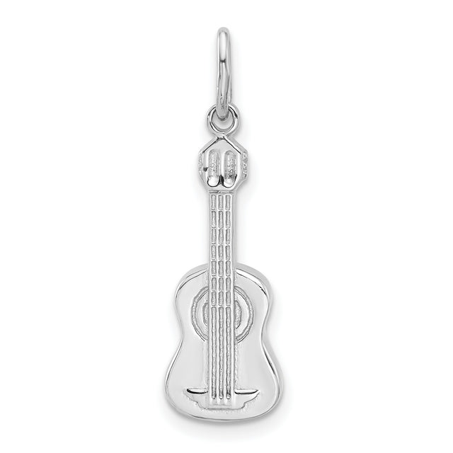 Sterling Silver Guitar Pendant, Detailed Acoustic Instrument Charm for Music Lovers