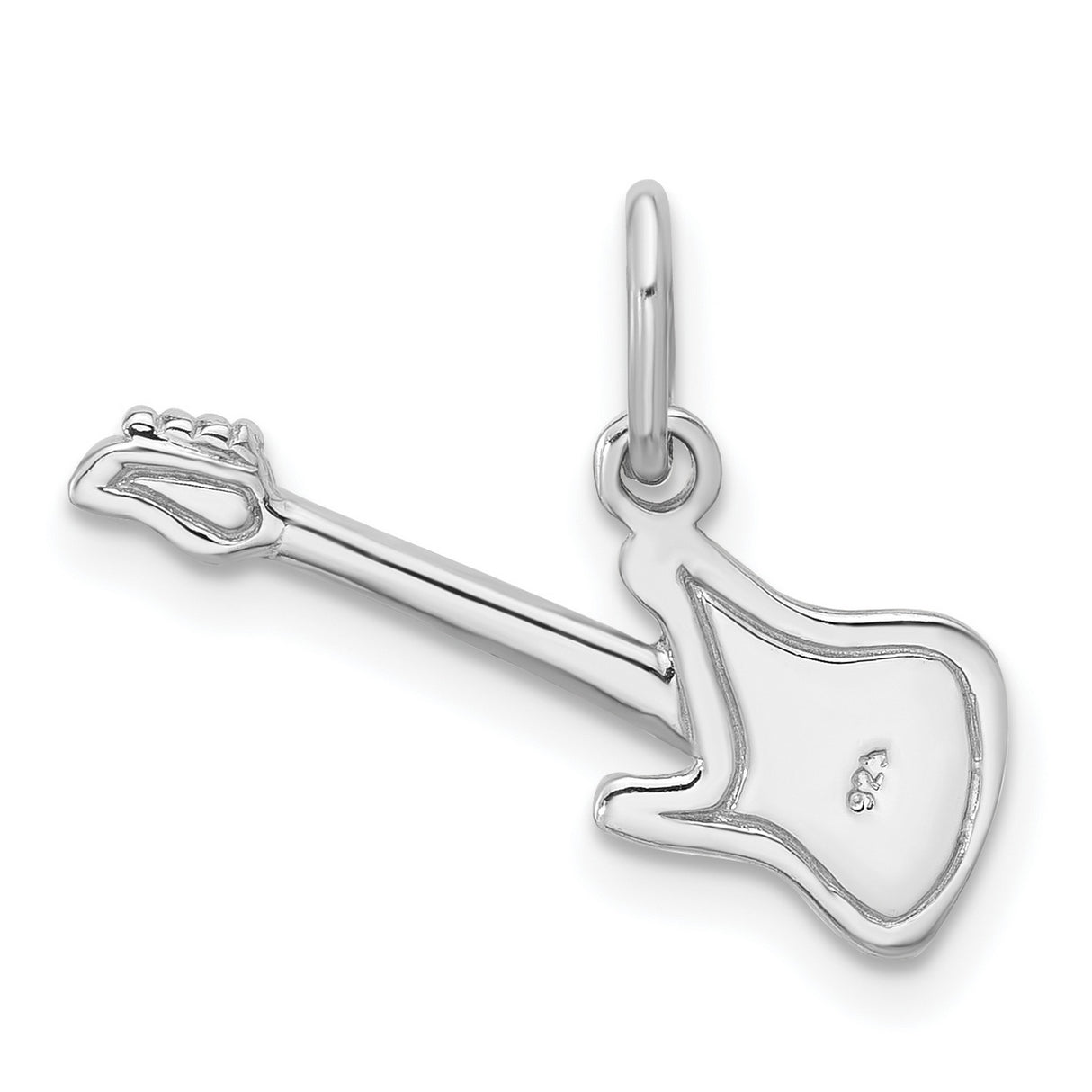 Sterling Silver Electric Guitar Pendant Charm, Musician Jewelry for Rock Lovers