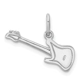 Sterling Silver Electric Guitar Pendant Charm, Musician Jewelry for Rock Lovers