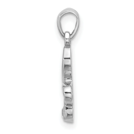 Sterling Silver Treble Clef Pendant with Cubic Zirconia, Music Note Charm Jewelry