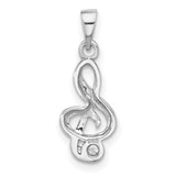 Sterling Silver Treble Clef Pendant with Cubic Zirconia, Music Note Charm Jewelry