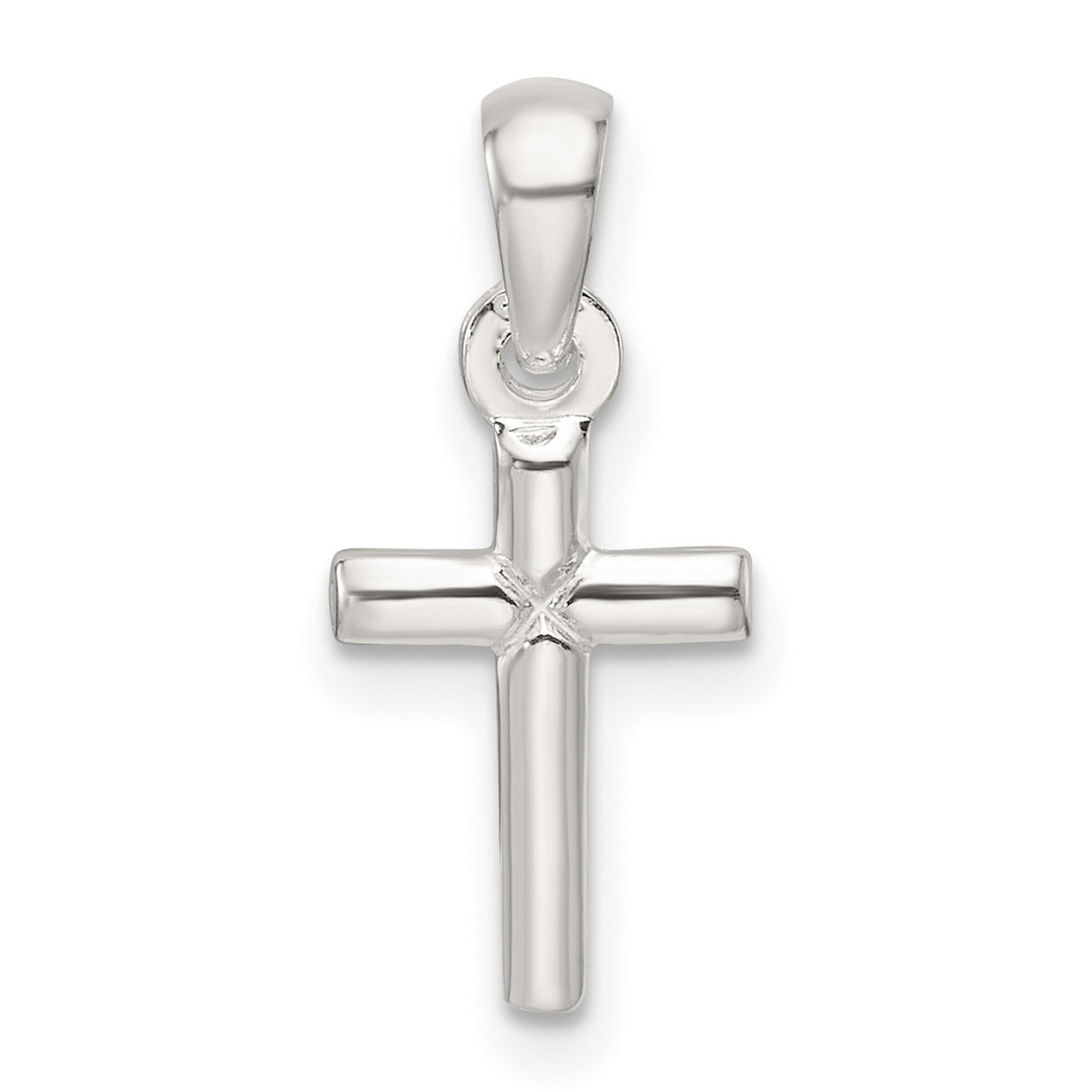 Sterling Silver Cross Pendant with Smooth Finish and Modern Geometric Design