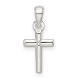 Sterling Silver Cross Pendant with Smooth Finish and Modern Geometric Design