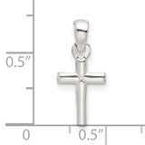 Sterling Silver Cross Pendant with Smooth Finish and Modern Geometric Design