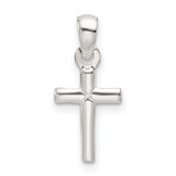 Sterling Silver Cross Pendant with Smooth Finish and Modern Geometric Design