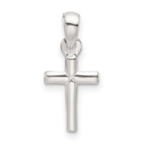 Sterling Silver Cross Pendant with Smooth Finish and Modern Geometric Design