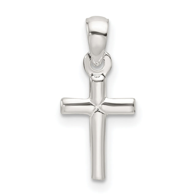 Sterling Silver Cross Pendant with Smooth Finish and Modern Geometric Design