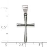 Antiqued Solid Textured Latin Cross Charm Pendant in Real 925 Sterling Silver