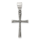 Antiqued Solid Textured Latin Cross Charm Pendant in Real 925 Sterling Silver