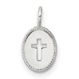 Sterling Silver Oval Cross Pendant with Beaded Edge and Textured Border