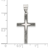 Antiqued Solid Textured Cross Charm Pendant in Real 925 Sterling Silver