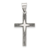 Antiqued Solid Textured Cross Charm Pendant in Real 925 Sterling Silver