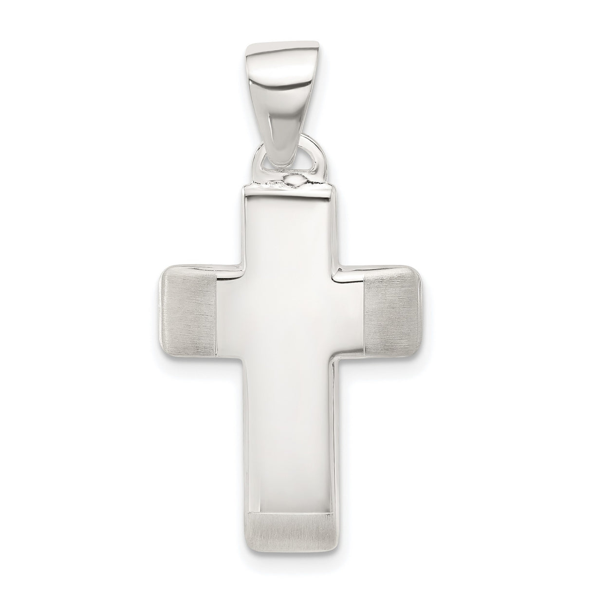 Sterling Silver Cross Pendant with Satin Matte and Polished Finish, Minimalist Faith Design