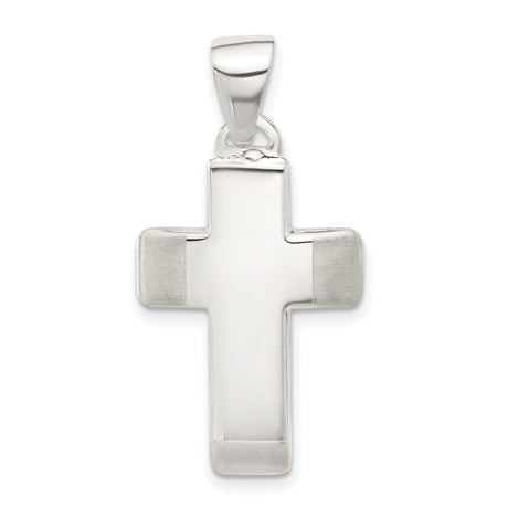 Sterling Silver Cross Pendant with Satin Matte and Polished Finish, Minimalist Faith Design