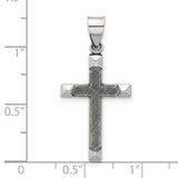 Antiqued Solid Textured Cross Charm Pendant in Real 925 Sterling Silver