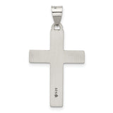 Antiqued Solid Textured Cross Charm Pendant in Real 925 Sterling Silver