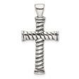 Sterling Silver Cross Pendant with Antiqued Rope Design and Oxidized Finish