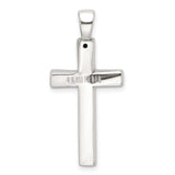 Sterling Silver Cross Pendant with Greek Key Design and Oxidized Etched Detailing