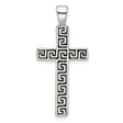 Sterling Silver Cross Pendant with Greek Key Design and Oxidized Etched Detailing