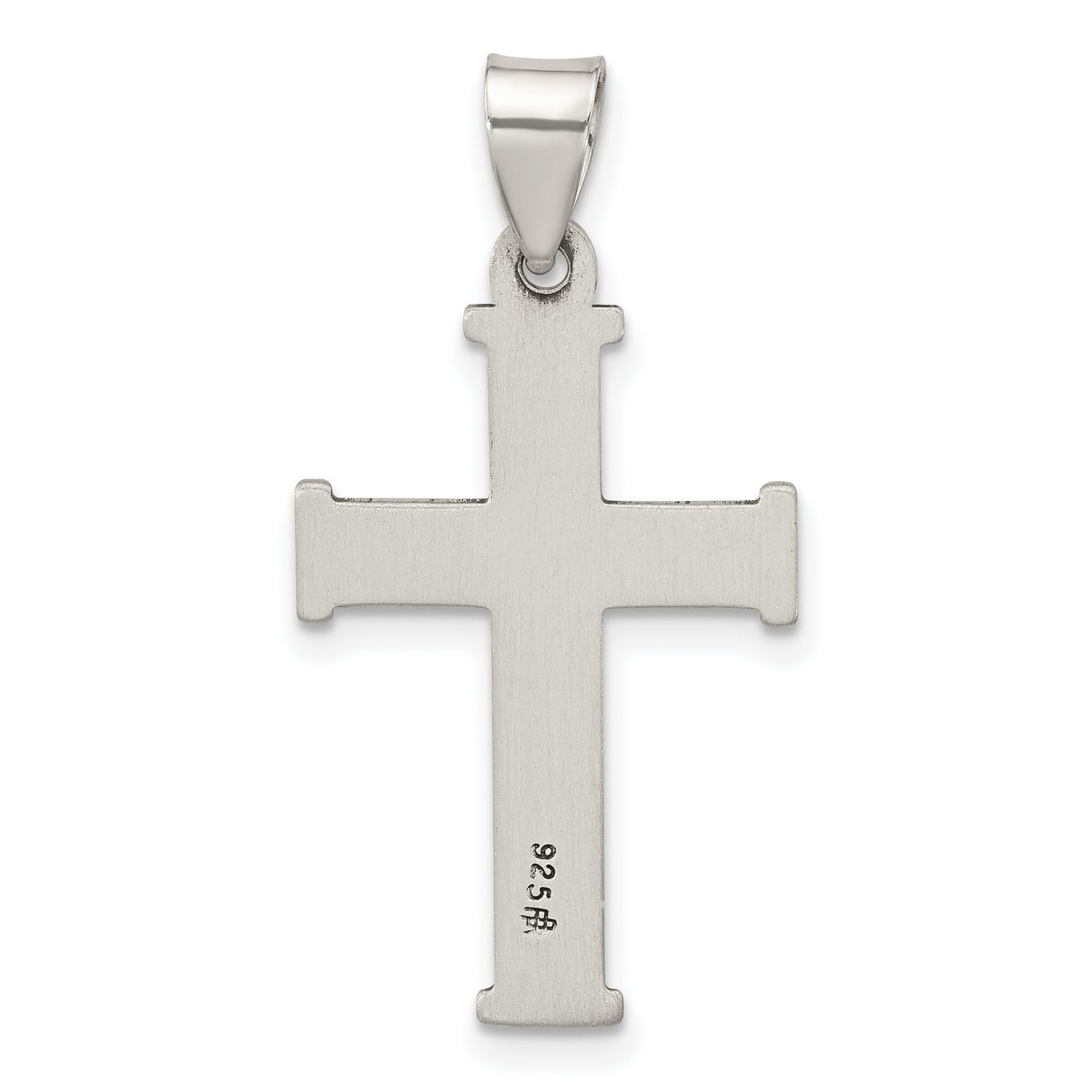 Antiqued Solid Textured Cross Charm Pendant in Real 925 Sterling Silver