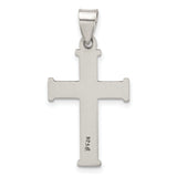 Antiqued Solid Textured Cross Charm Pendant in Real 925 Sterling Silver