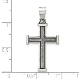 Antiqued Solid Textured Cross Charm Pendant in Real 925 Sterling Silver