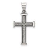 Antiqued Solid Textured Cross Charm Pendant in Real 925 Sterling Silver