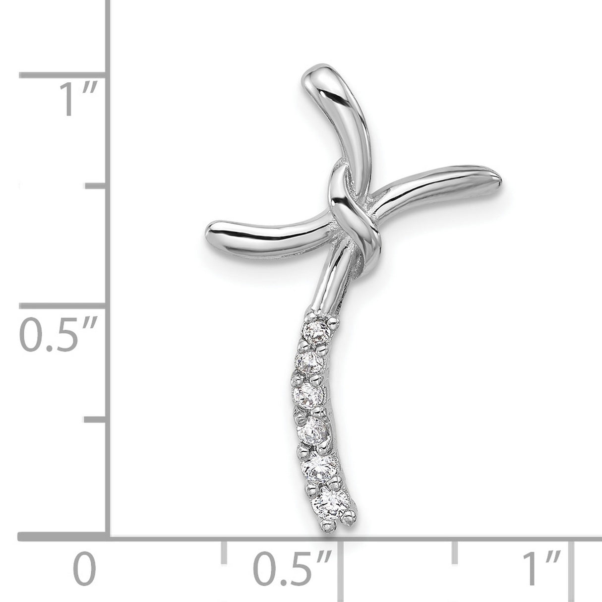 Sterling Silver Twisted Cross Pendant with Cubic Zirconia Accents, Unisex Wave Design