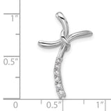 Sterling Silver Twisted Cross Pendant with Cubic Zirconia Accents, Unisex Wave Design