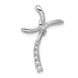 Sterling Silver Twisted Cross Pendant with Cubic Zirconia Accents, Unisex Wave Design