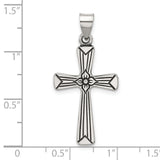 Antiqued Solid Cross Charm Pendant in Real 925 Sterling Silver