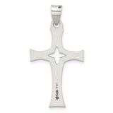 Antiqued Solid Textured Cut Out Cross Charm Pendant in Real 925 Sterling Silver