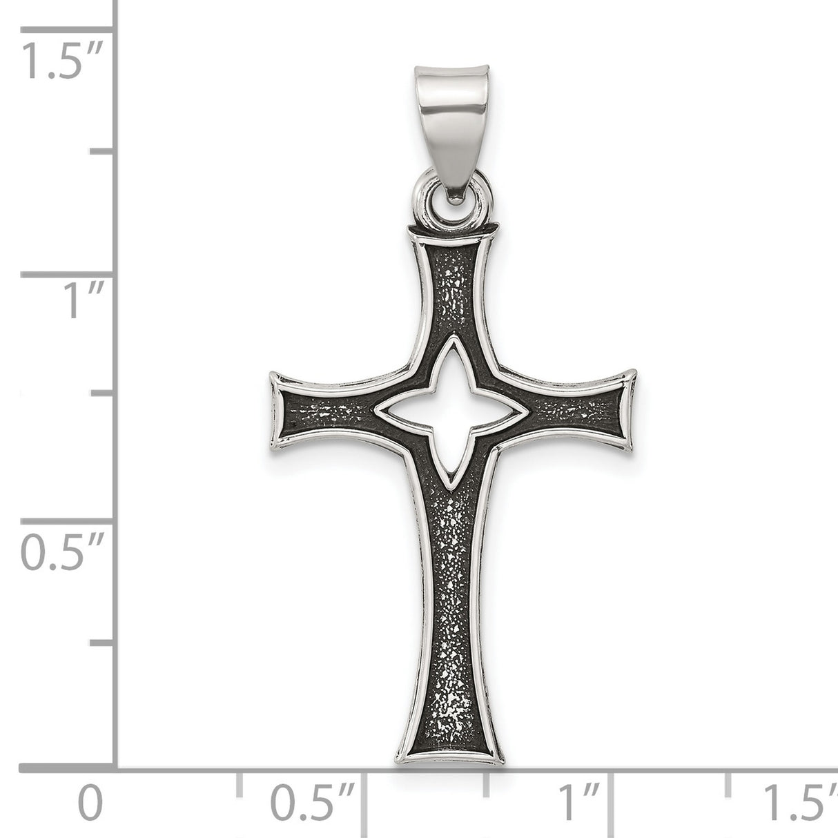 Antiqued Solid Textured Cut Out Cross Charm Pendant in Real 925 Sterling Silver