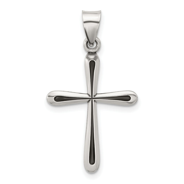 Antiqued Solid Textured Cross Charm Pendant in Real 925 Sterling Silver