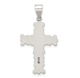 Antiqued Solid Textured Cross Charm Pendant in Real 925 Sterling Silver