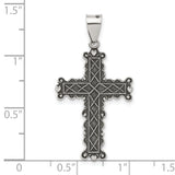 Antiqued Solid Textured Cross Charm Pendant in Real 925 Sterling Silver