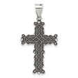 Antiqued Solid Textured Cross Charm Pendant in Real 925 Sterling Silver