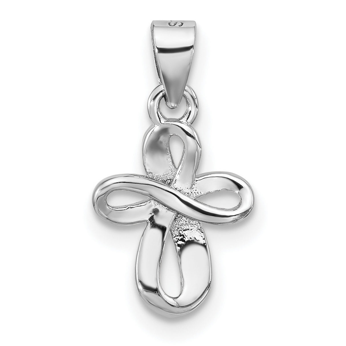 Sterling Silver Cross Pendant with Cubic Zirconia, Modern Loop Design, Unisex Jewelry