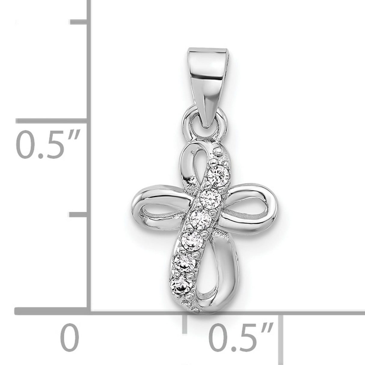 Sterling Silver Cross Pendant with Cubic Zirconia, Modern Loop Design, Unisex Jewelry