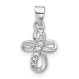 Sterling Silver Cross Pendant with Cubic Zirconia, Modern Loop Design, Unisex Jewelry